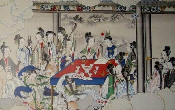 清本红楼梦图螃蟹宴